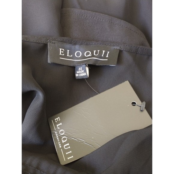 Eloquii Womens Semi Sheer Shirt Size 22 Black Career Office Witchcore Flowy NWT - Picture 4 of 6